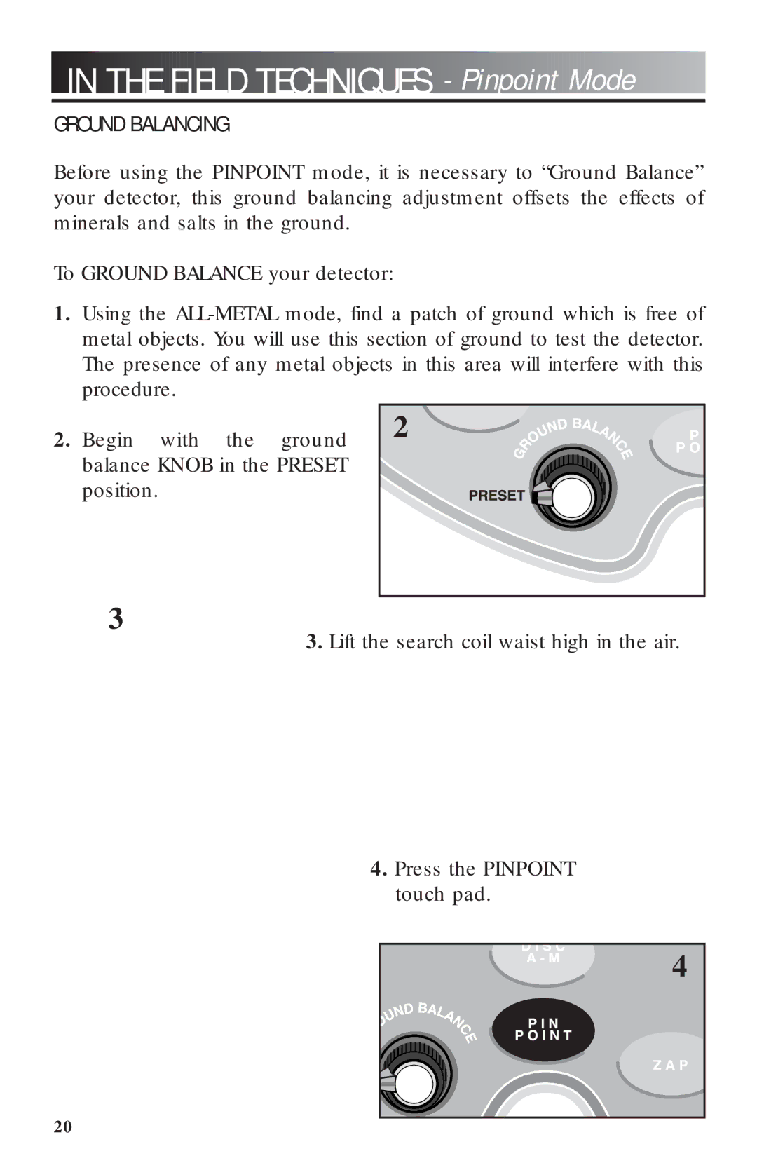 Bounty Hunter 3300 owner manual Field Techniques, Ground Balancing 