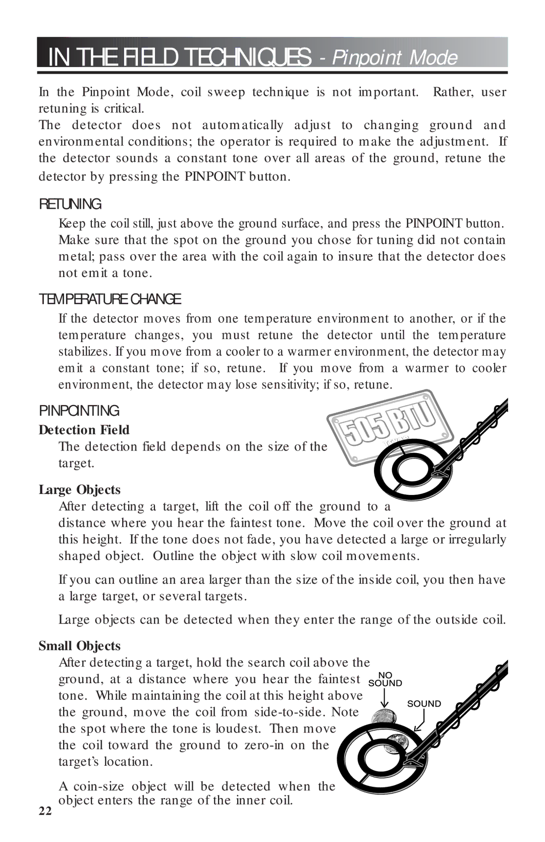 Bounty Hunter 3300 owner manual Retuning, Temperature Change 