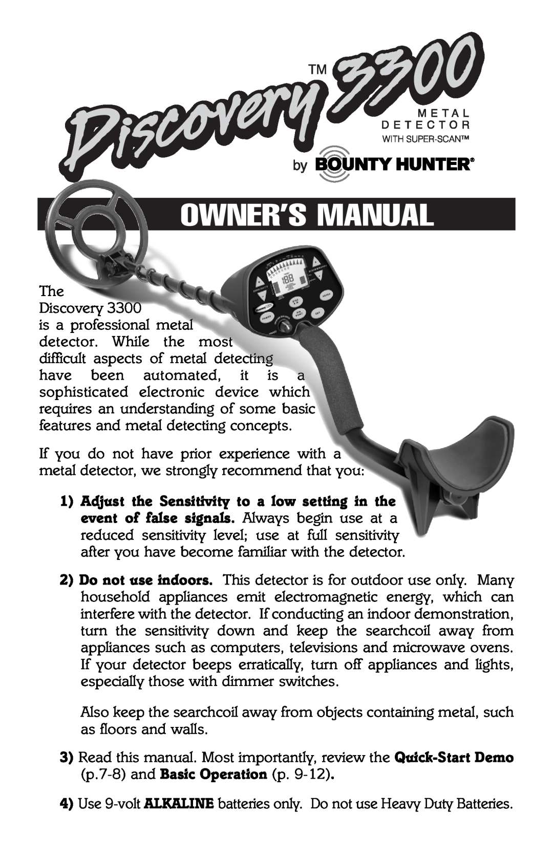Bounty Hunter 3300 owner manual 