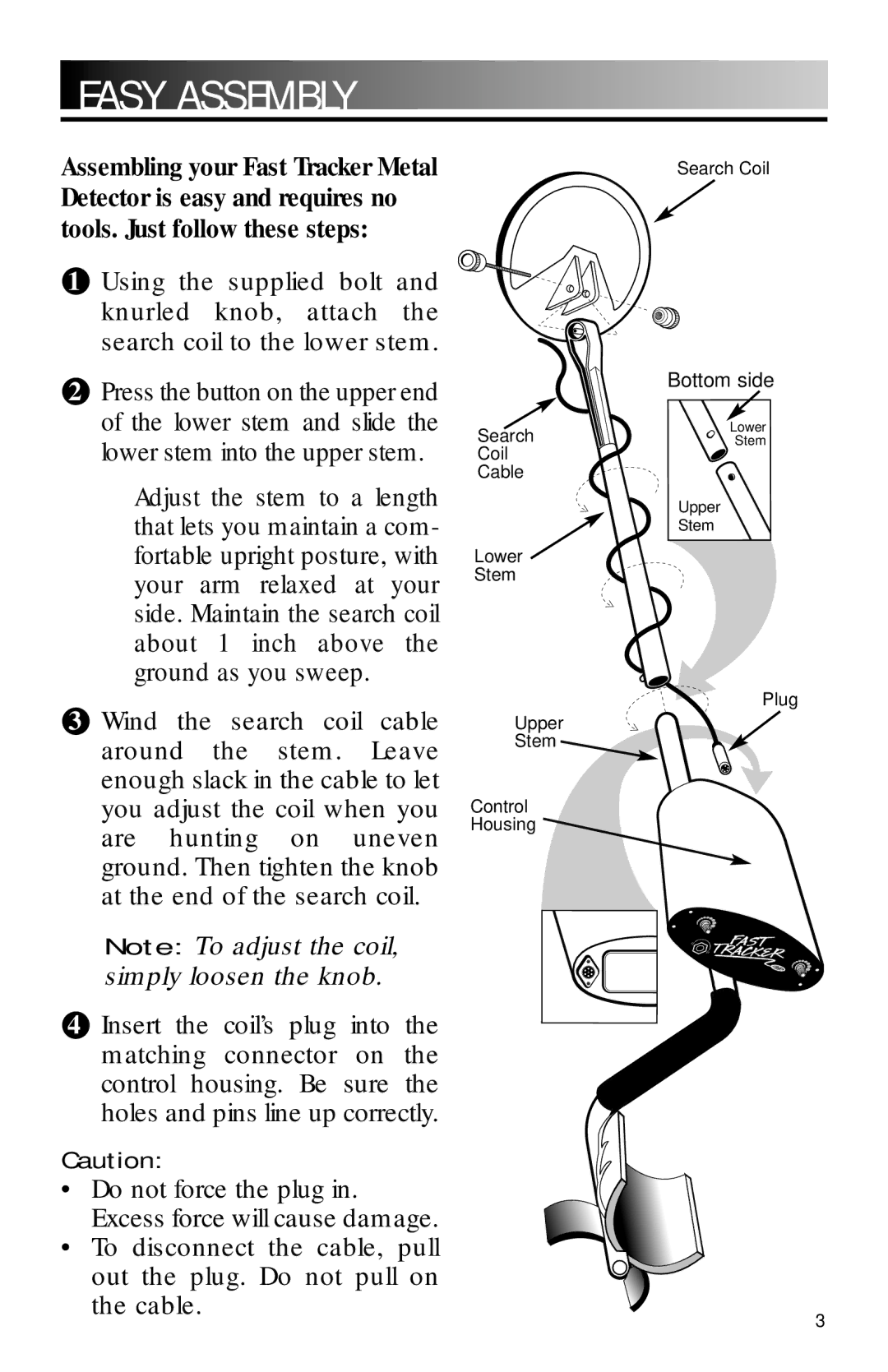 Bounty Hunter FAST owner manual Easy Assembly 