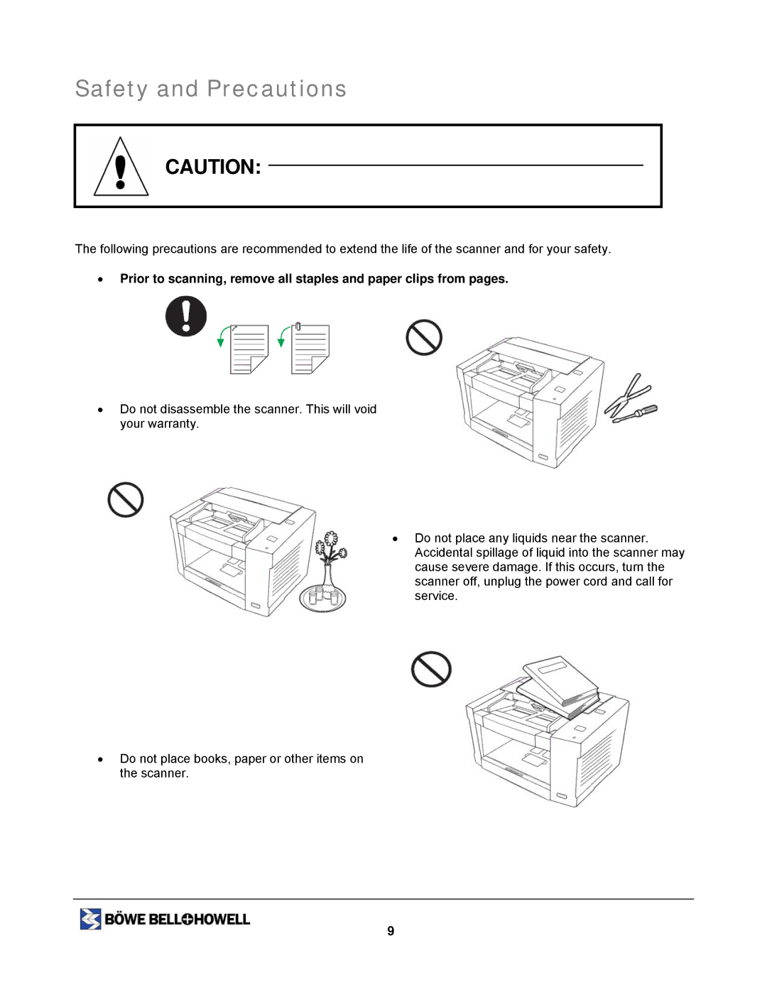 Bowe, Bell + Howell 1200, 1400U manual Safety and Precautions 