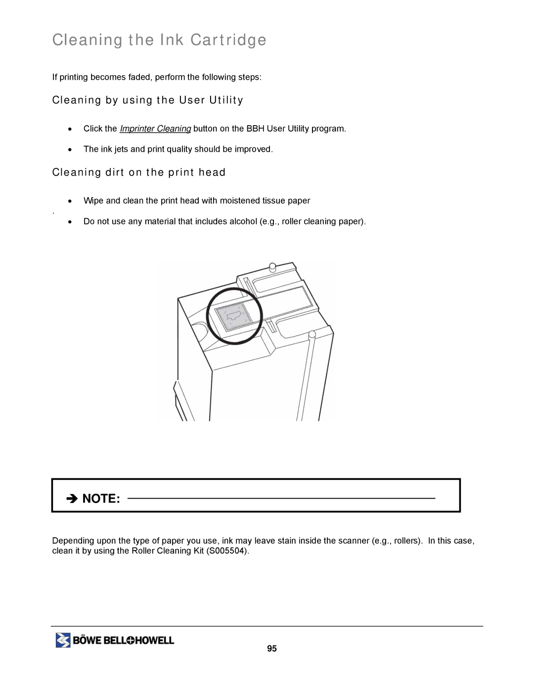 Bowe, Bell + Howell 1200, 1400U manual Cleaning the Ink Cartridge 