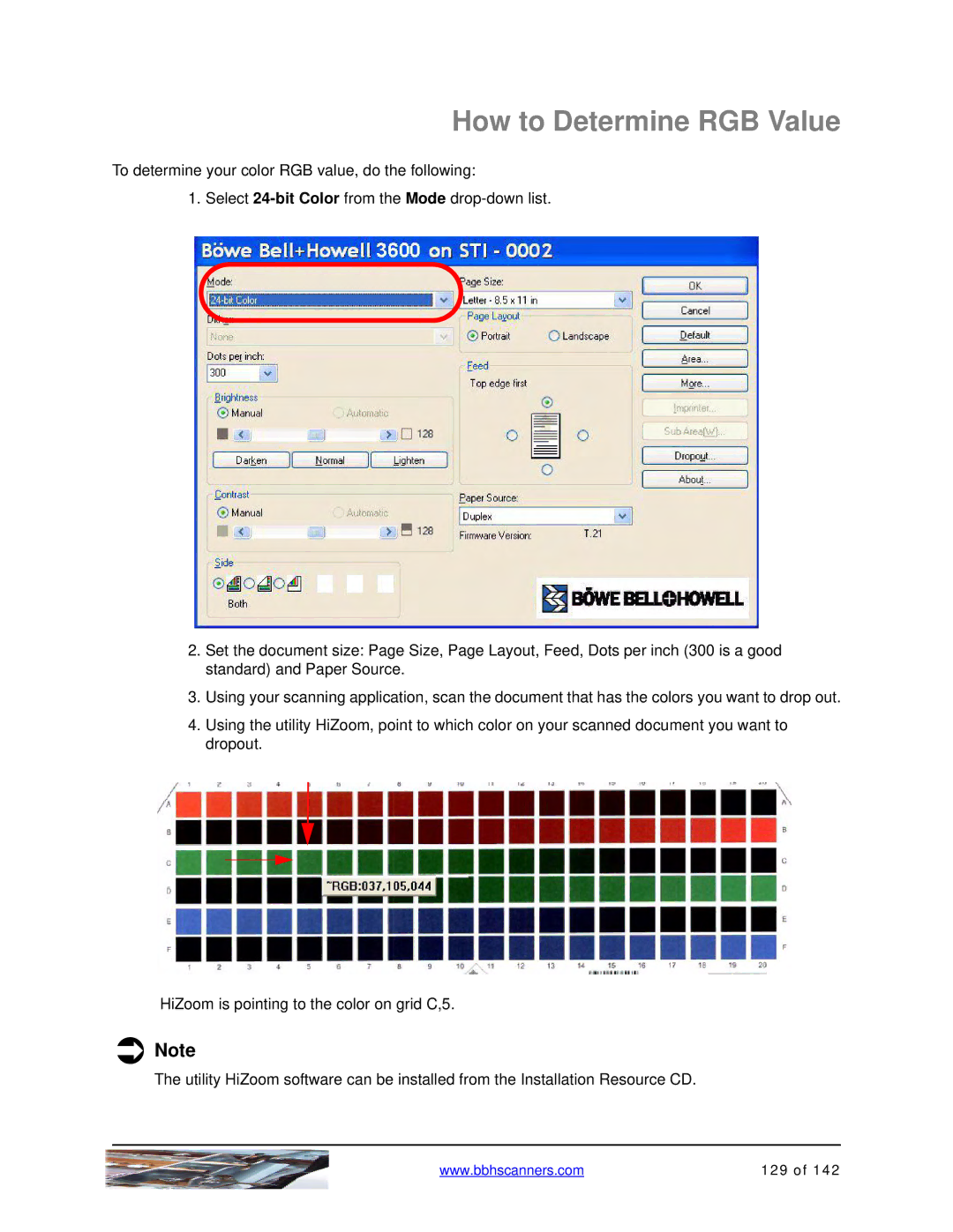 Bowe, Bell + Howell S006830 manual How to Determine RGB Value 