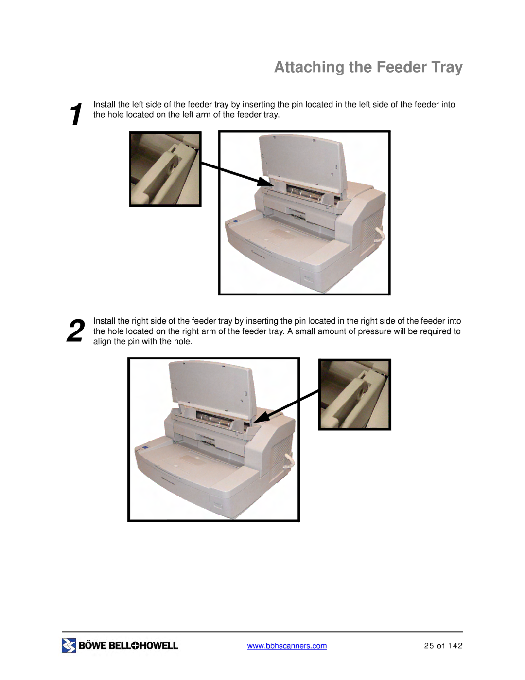 Bowe, Bell + Howell S006830 manual Attaching the Feeder Tray 