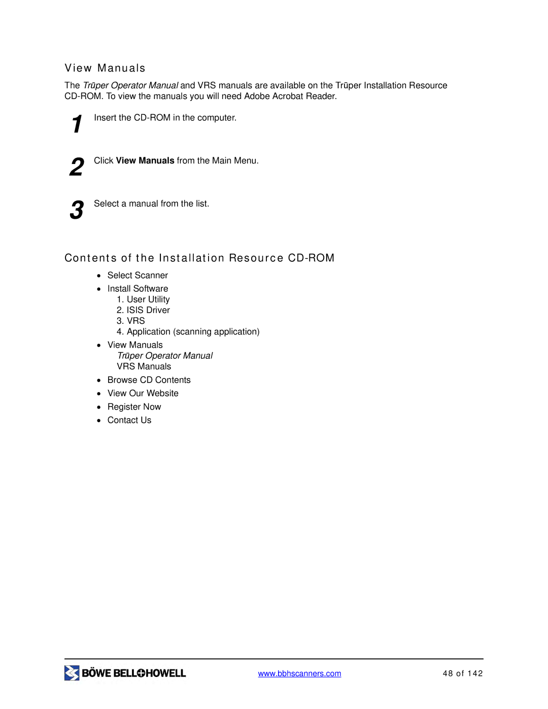 Bowe, Bell + Howell S006830 manual View Manuals, Contents of the Installation Resource CD-ROM 