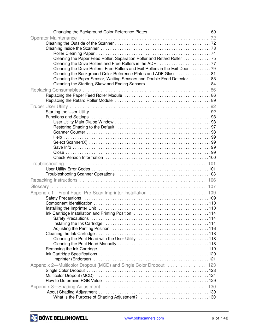 Bowe, Bell + Howell S006830 manual Replacing Consumables 