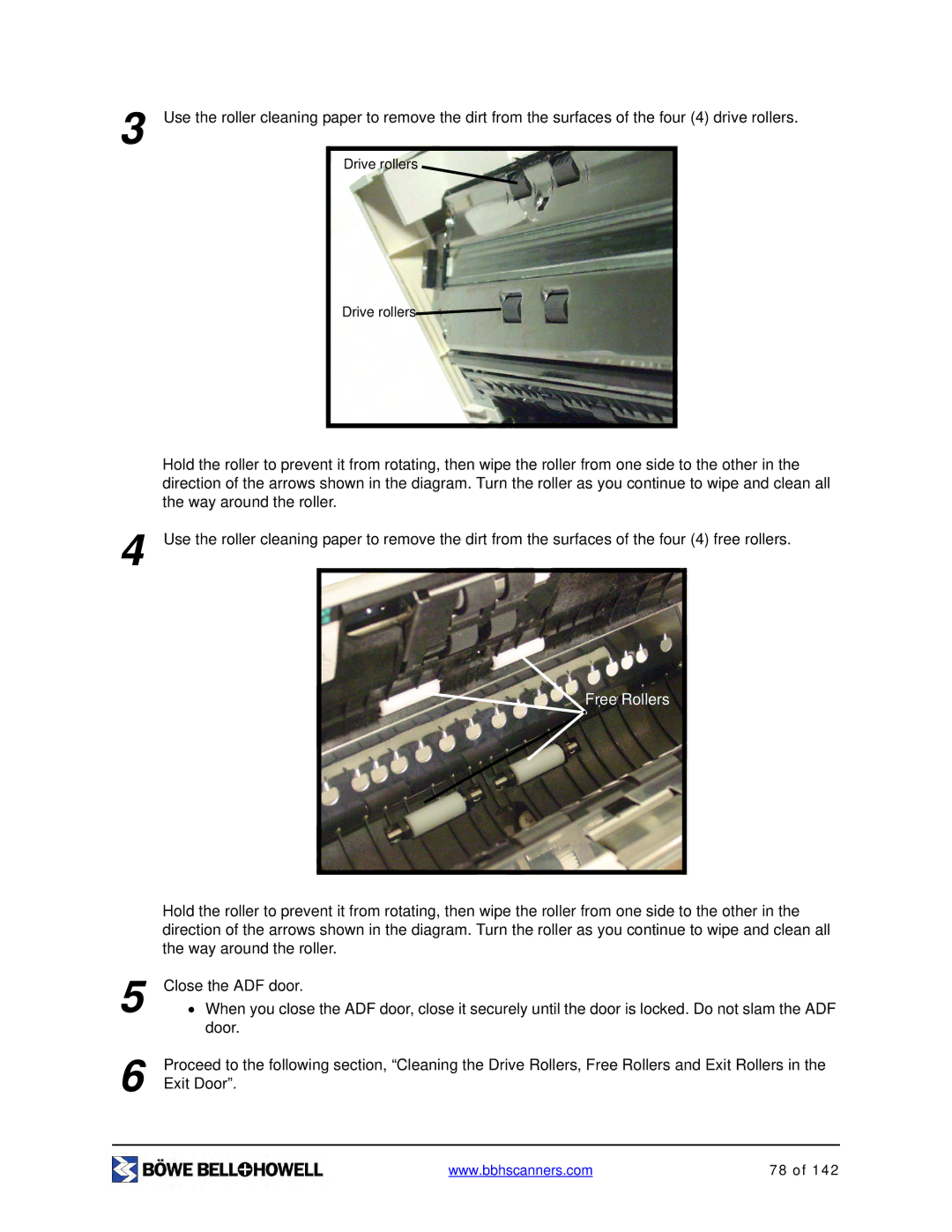 Bowe, Bell + Howell S006830 manual Free Rollers 