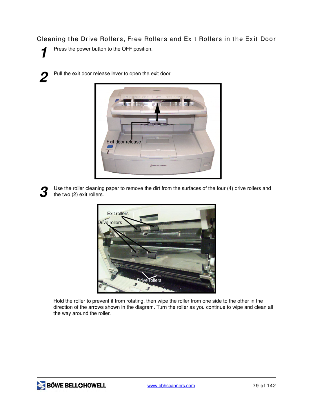 Bowe, Bell + Howell S006830 manual Two 2 exit rollers 