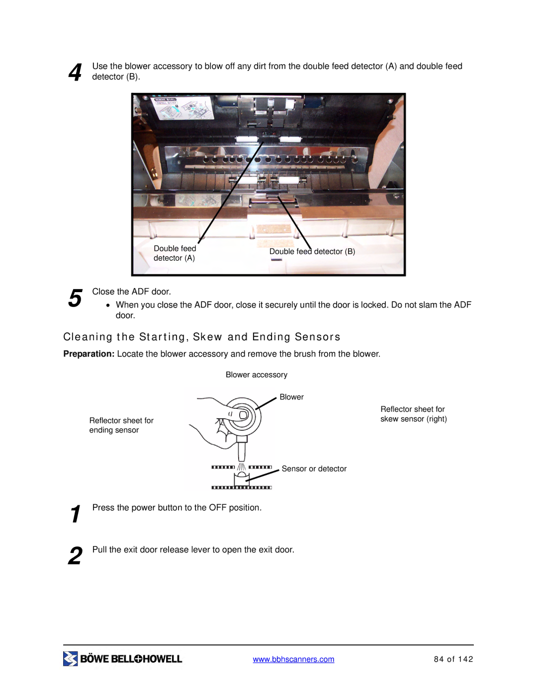 Bowe, Bell + Howell S006830 manual Cleaning the Starting, Skew and Ending Sensors 