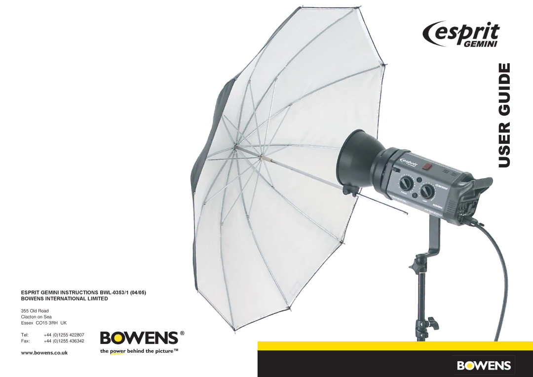 Bowens Bwl-0353 manual User Guide 