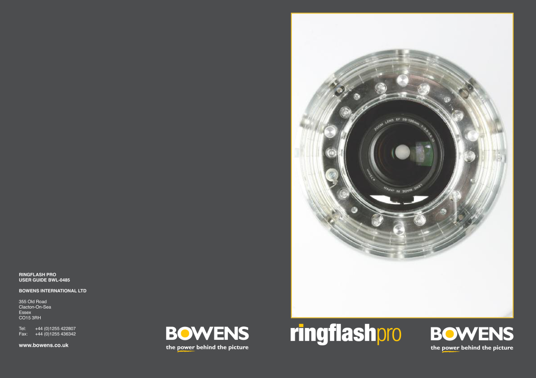Bowens manual RINGFLASH PRO USER GUIDE BWL-0485, Old Road Clacton-On-Sea Essex CO15 3RH Tel +44 01255 