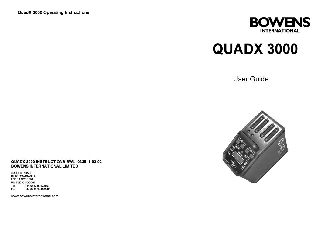 Bowens QuadX 3000 operating instructions QUADX 3000 INSTRUCTIONS BWL- 0335 BOWENS INTERNATIONAL LIMITED, Quadx, User Guide 