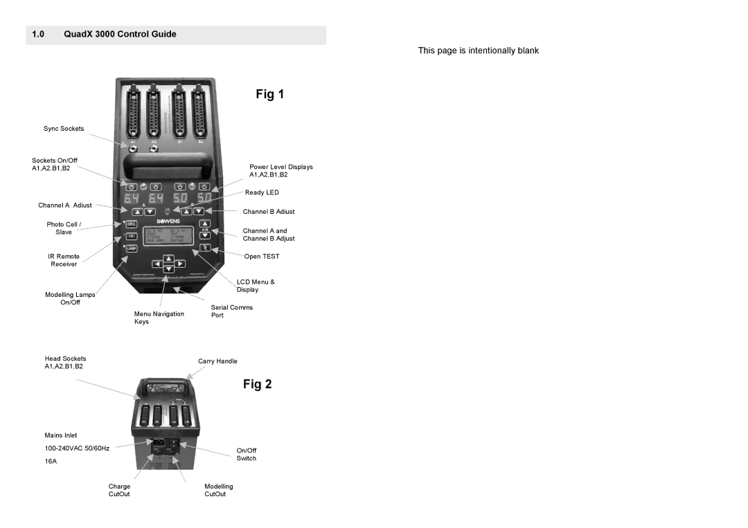 Bowens operating instructions QuadX 3000 Control Guide 