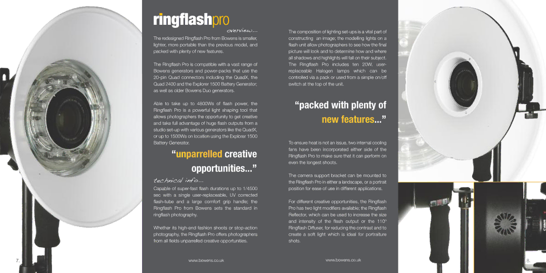 Bowens Ringflash Pro manual Overview, Technical info 