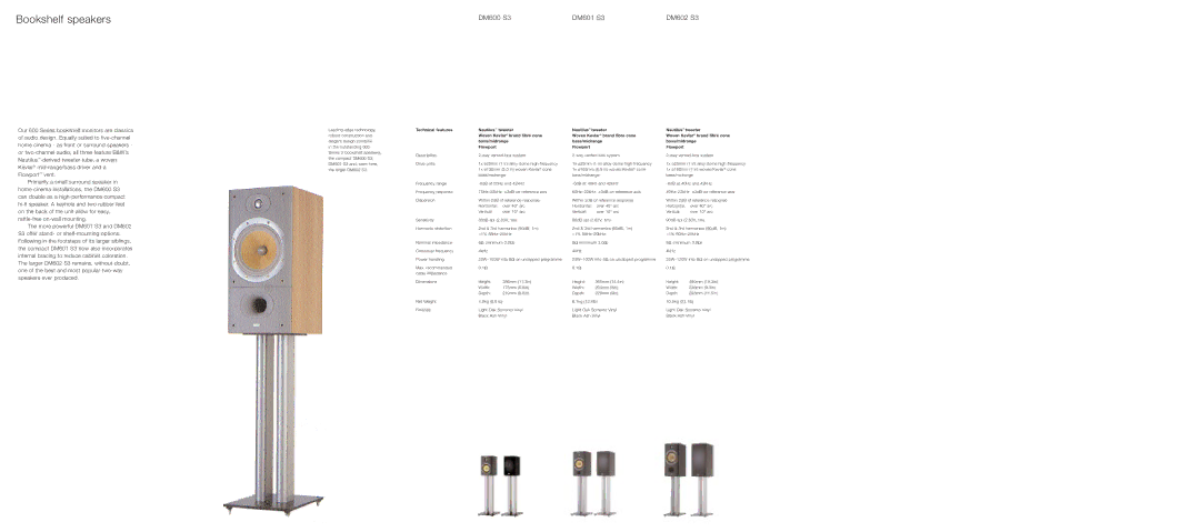 Bowers & Wilkins 600 Series 3 brochure Bookshelf speakers, DM600 S3 DM601 S3 DM602 S3 