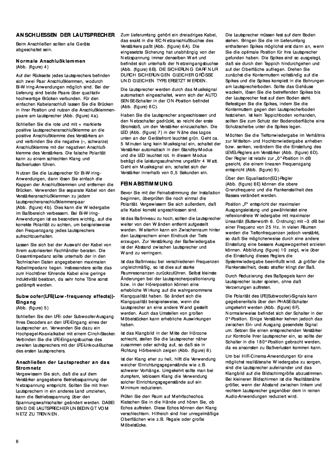 Bowers & Wilkins 600 Series2 Anschliessen Der Lautsprecher, Feinabstimmung, Normale Anschlußklemmen Abb. figure 