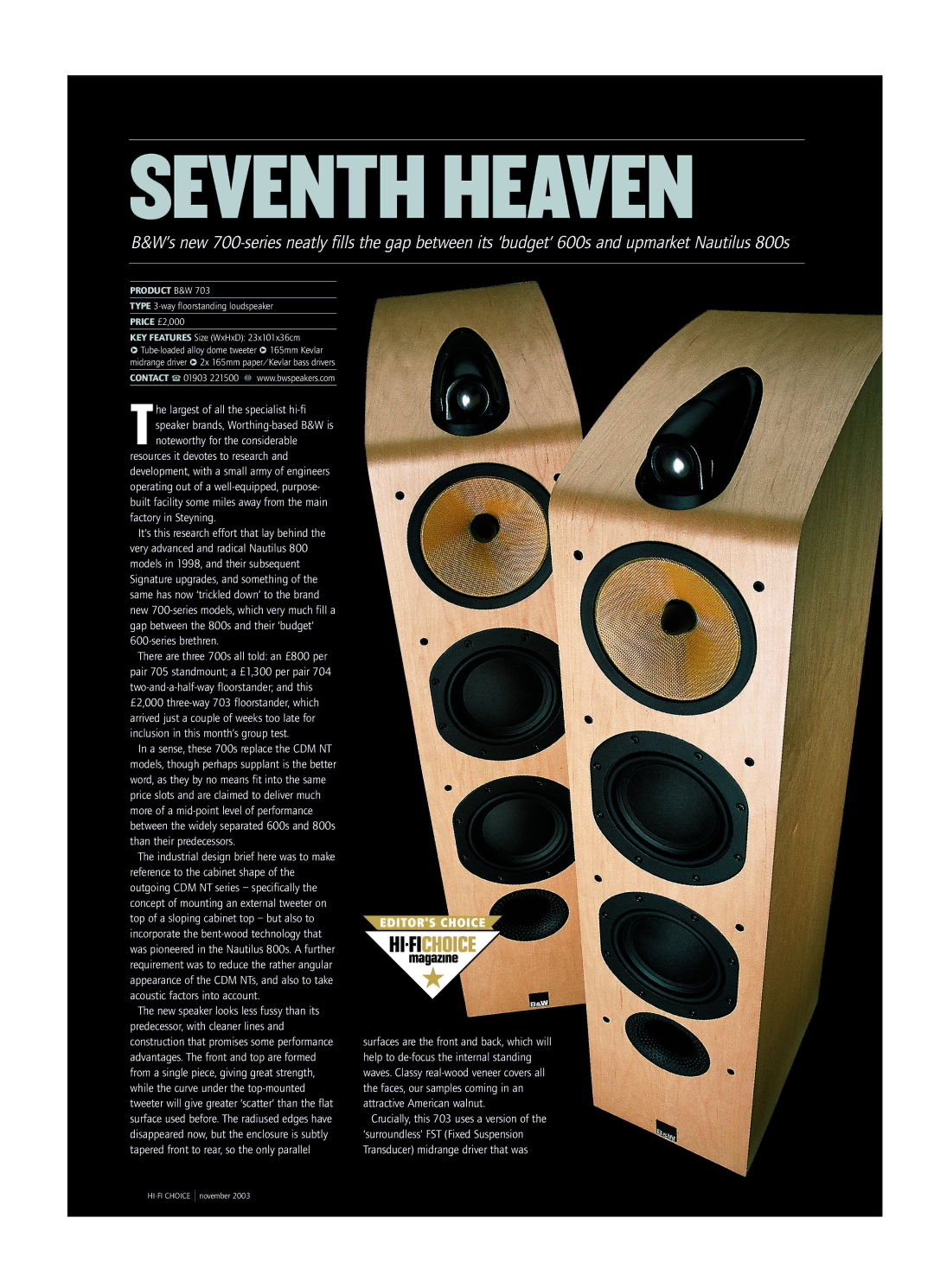 Bowers & Wilkins 700 manual Seventh Heaven 