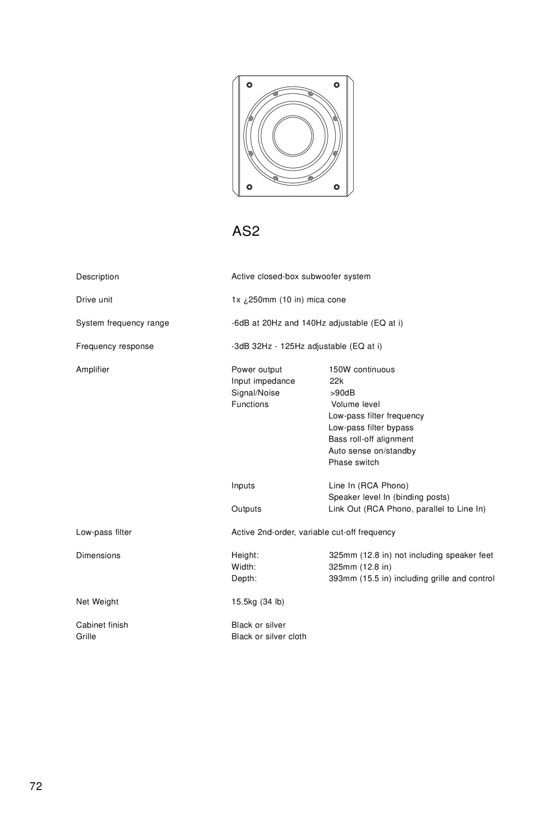 Bowers & Wilkins AS2 owner manual 