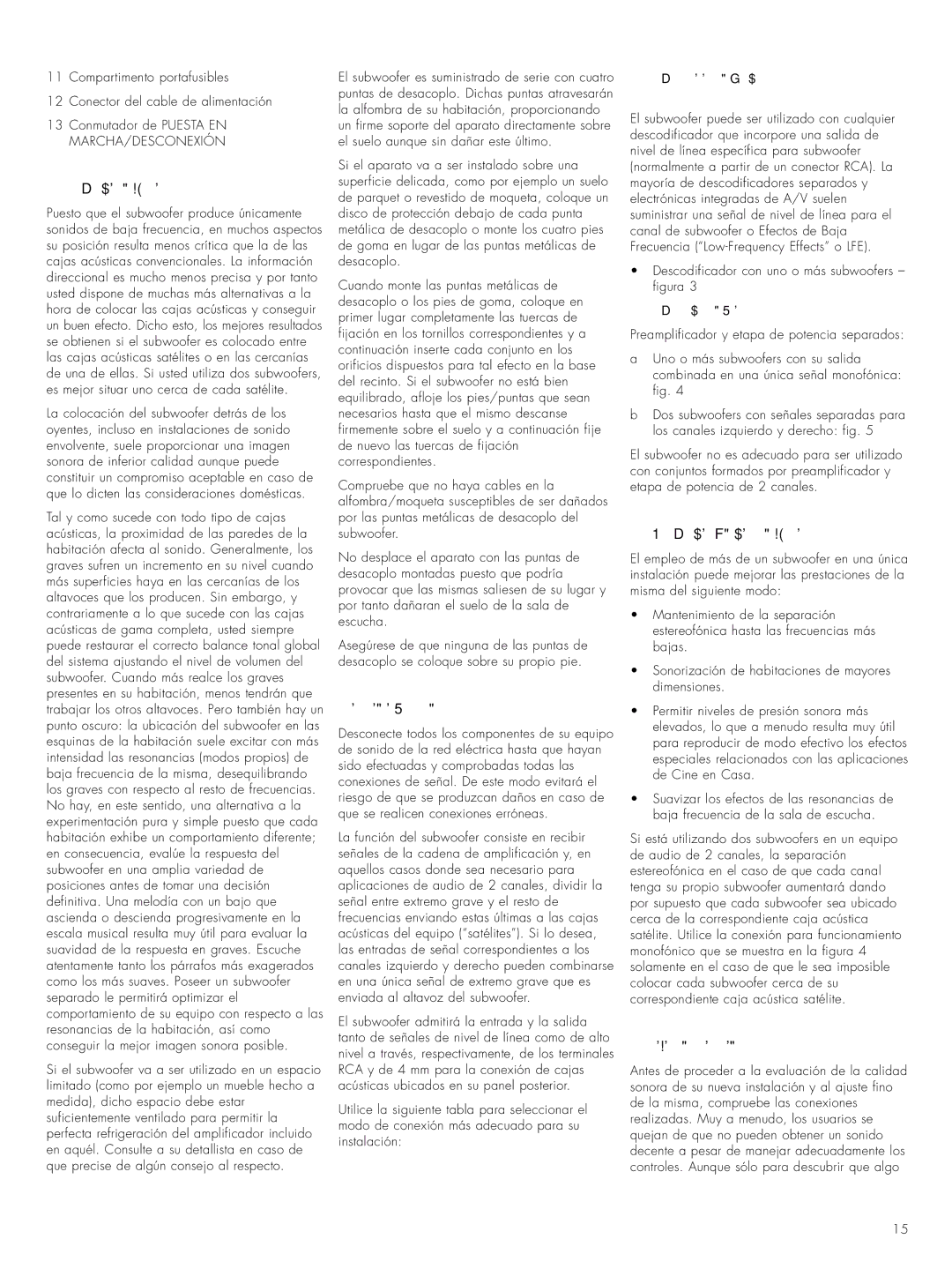 Bowers & Wilkins ASWCM owner manual Colocación del subwoofer, Conexiones eléctricas, Utilización de más de un subwoofer 