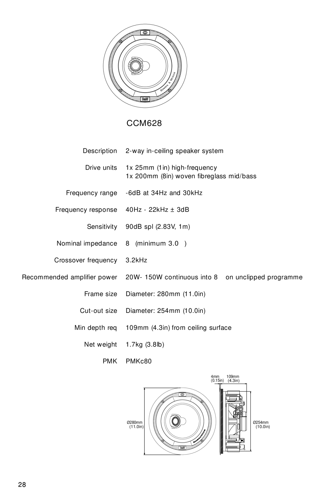 Bowers & Wilkins CCM-628 owner manual CCM628 