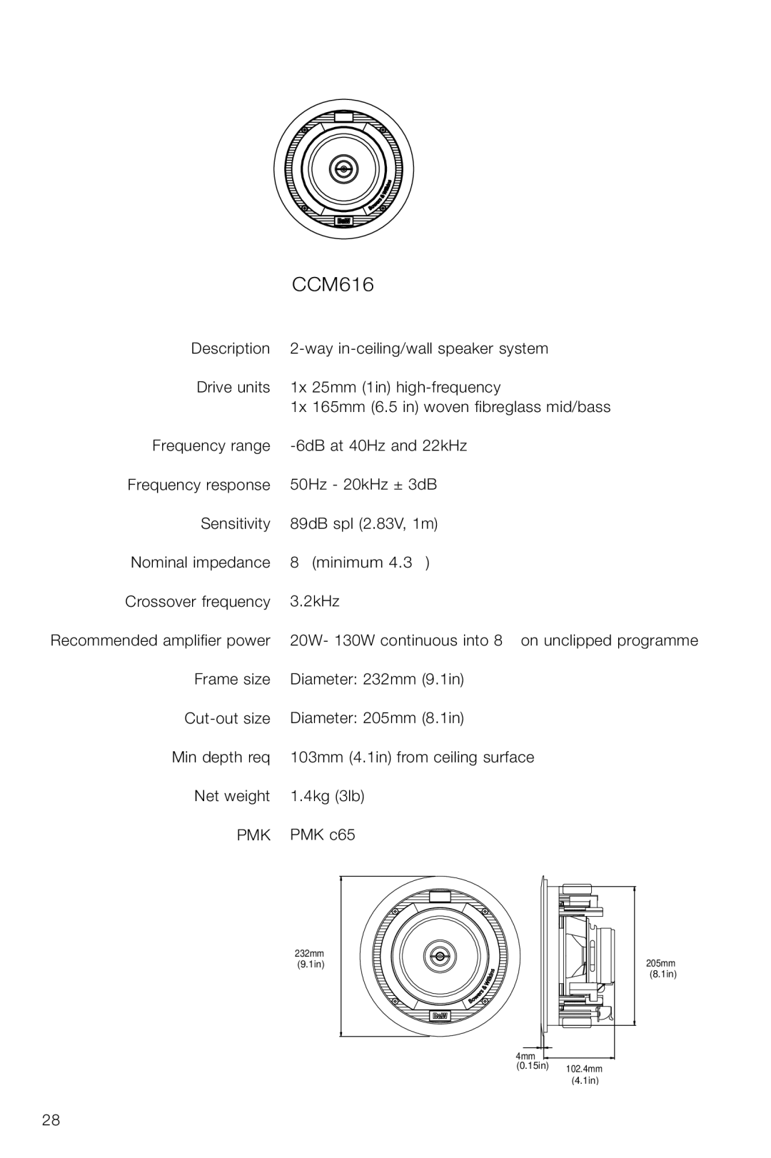 Bowers & Wilkins CCM616 owner manual 