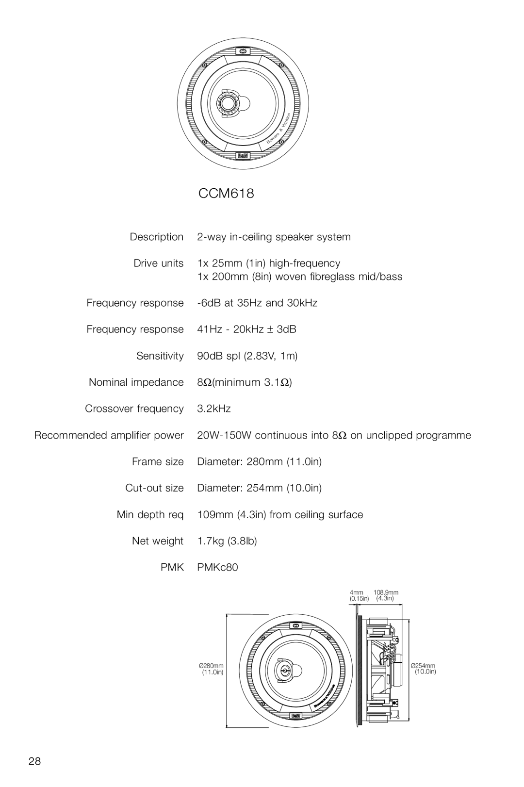 Bowers & Wilkins CCM618 owner manual 