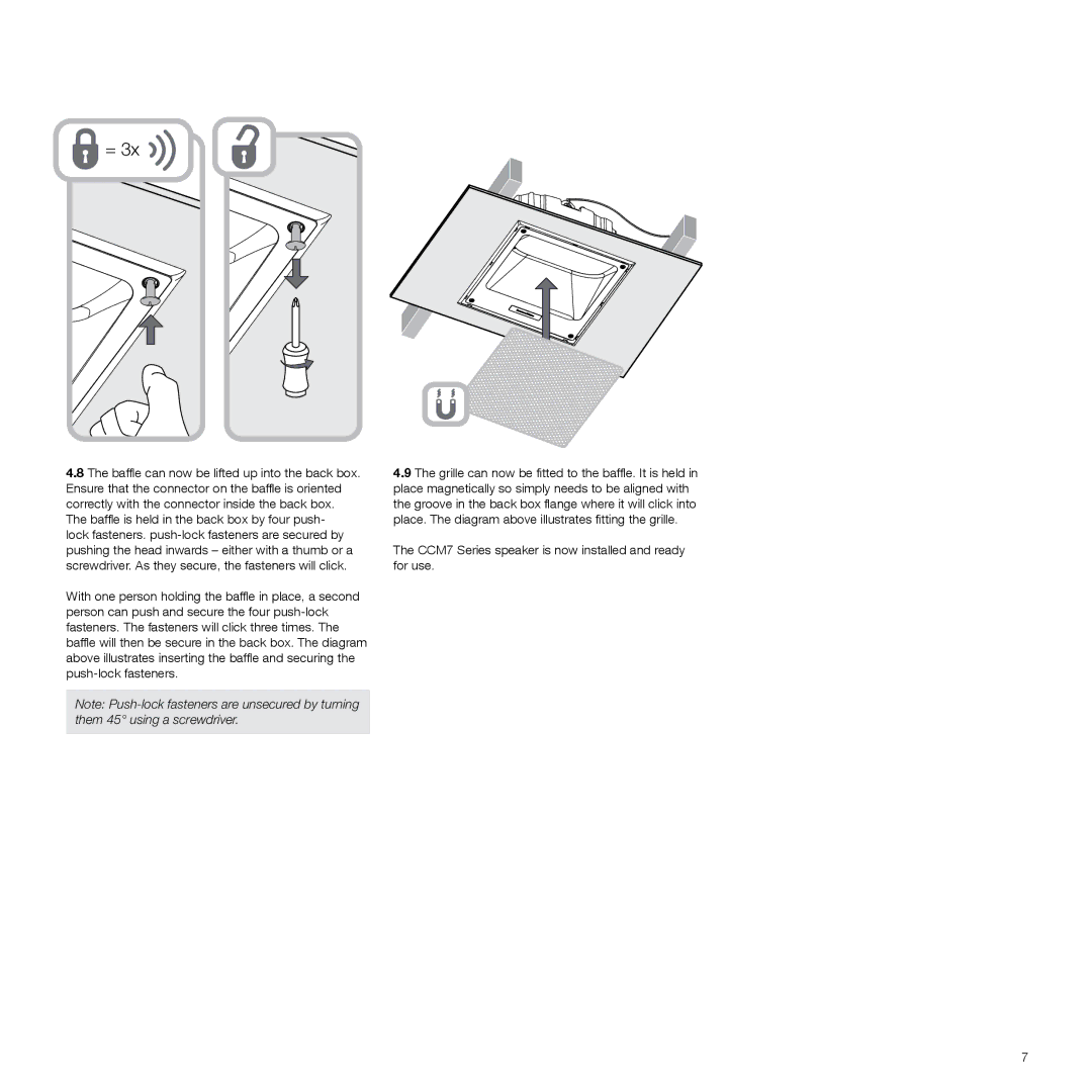 Bowers & Wilkins manual CCM7 Series speaker is now installed and ready for use 