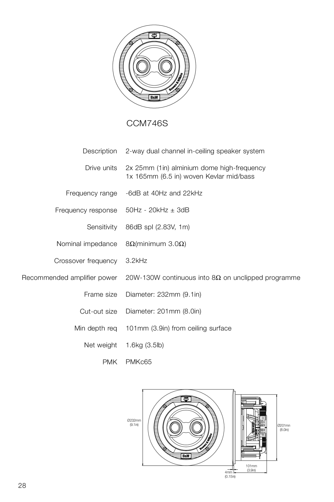 Bowers & Wilkins CCM746S owner manual 