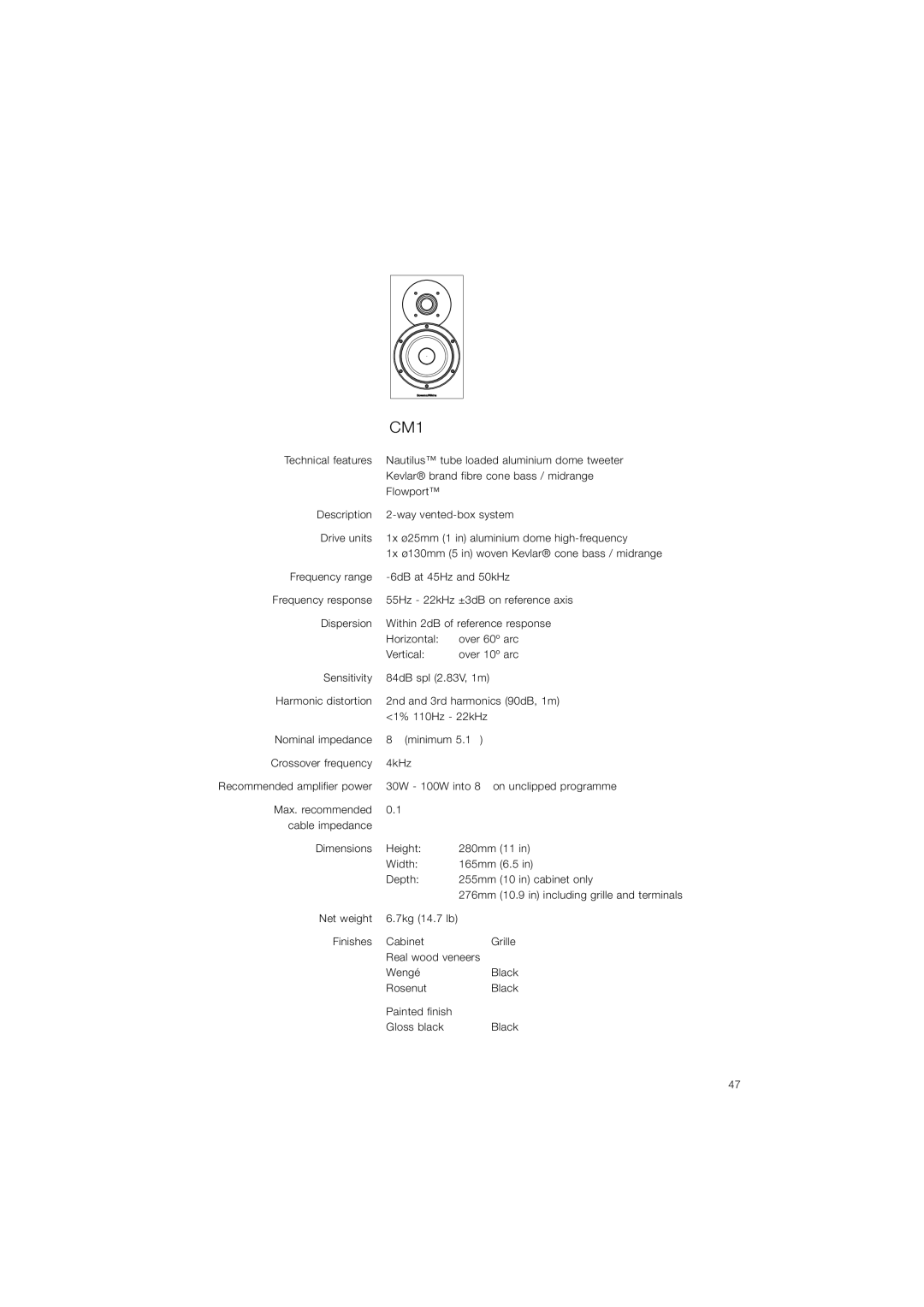 Bowers & Wilkins CM5 owner manual CM1 