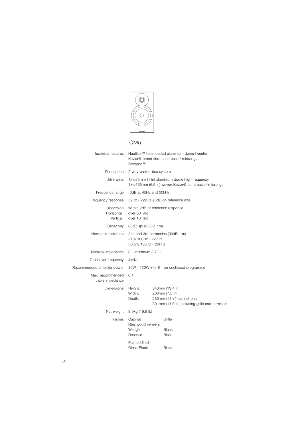 Bowers & Wilkins CM5 owner manual 