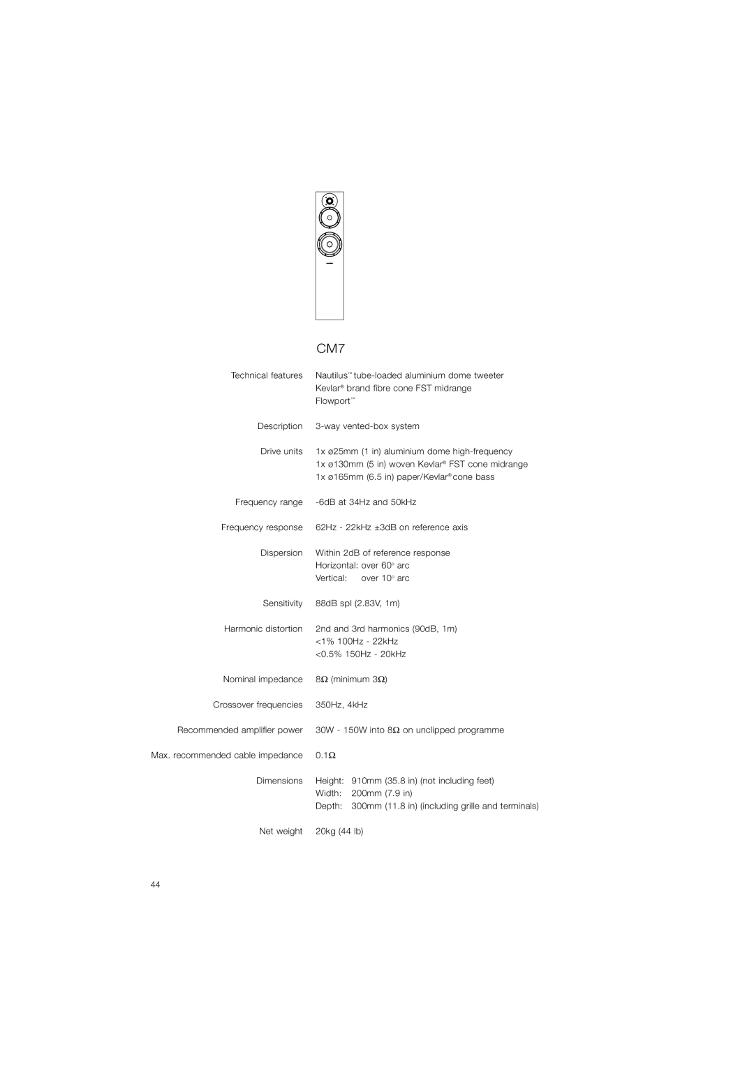 Bowers & Wilkins CM9 owner manual CM7 