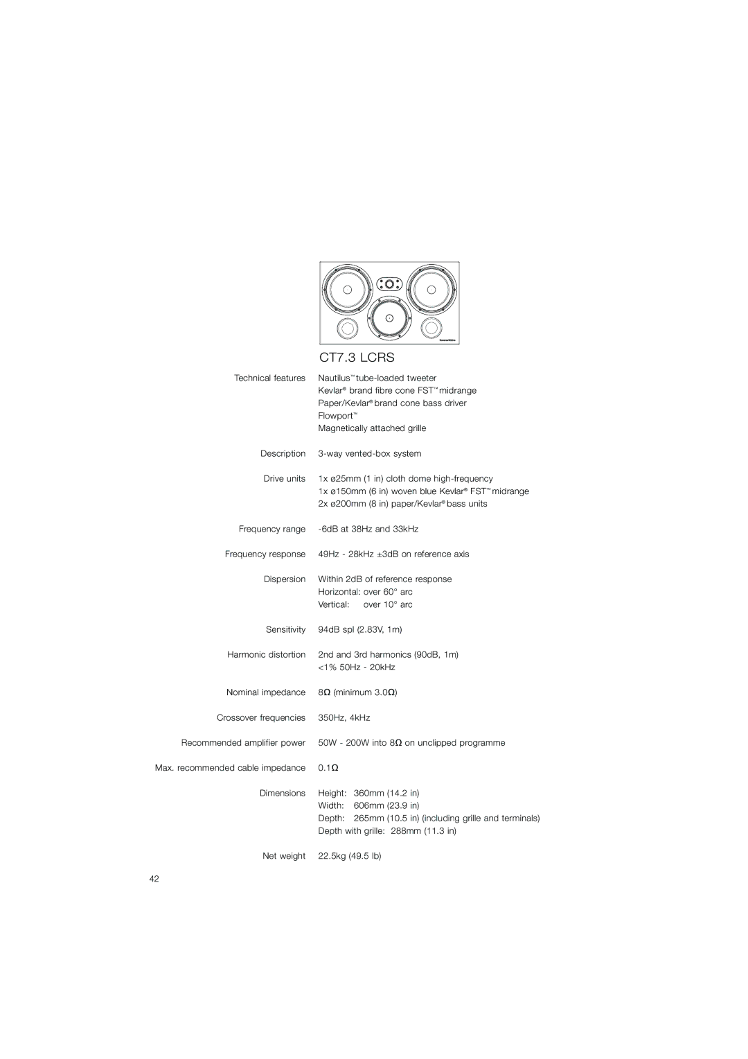 Bowers & Wilkins CT7.5 LCRS, CT7.3 LCRS, CT7.4 LCRS installation manual CT7.3 Lcrs 