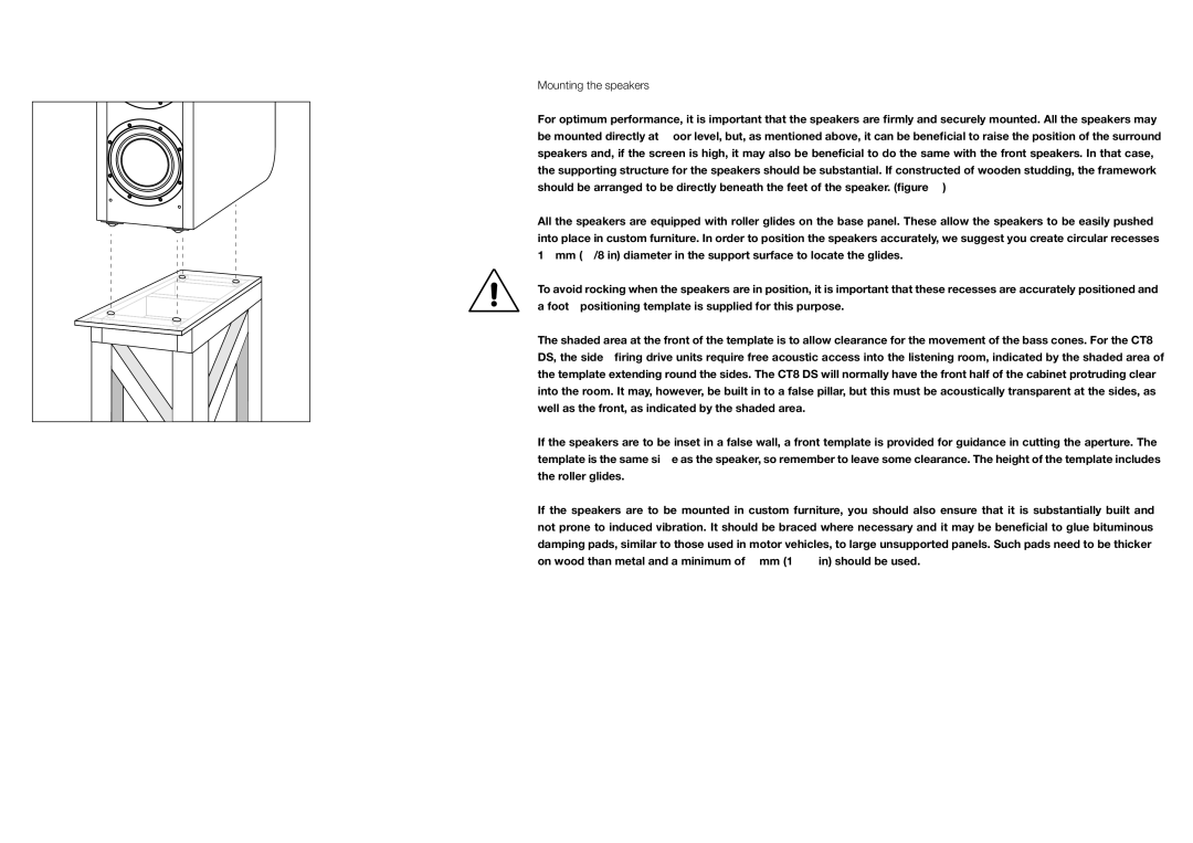 Bowers & Wilkins CT800 installation manual Mounting the speakers 