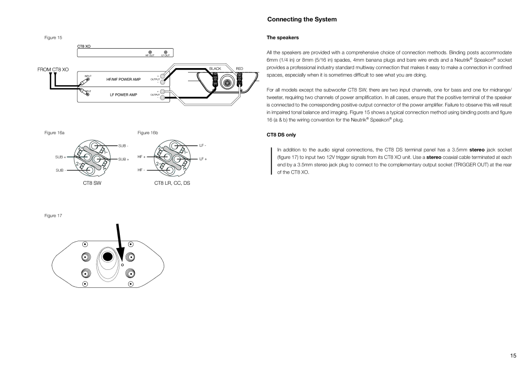 Bowers & Wilkins CT800 installation manual Connecting the System, Speakers, CT8 DS only 