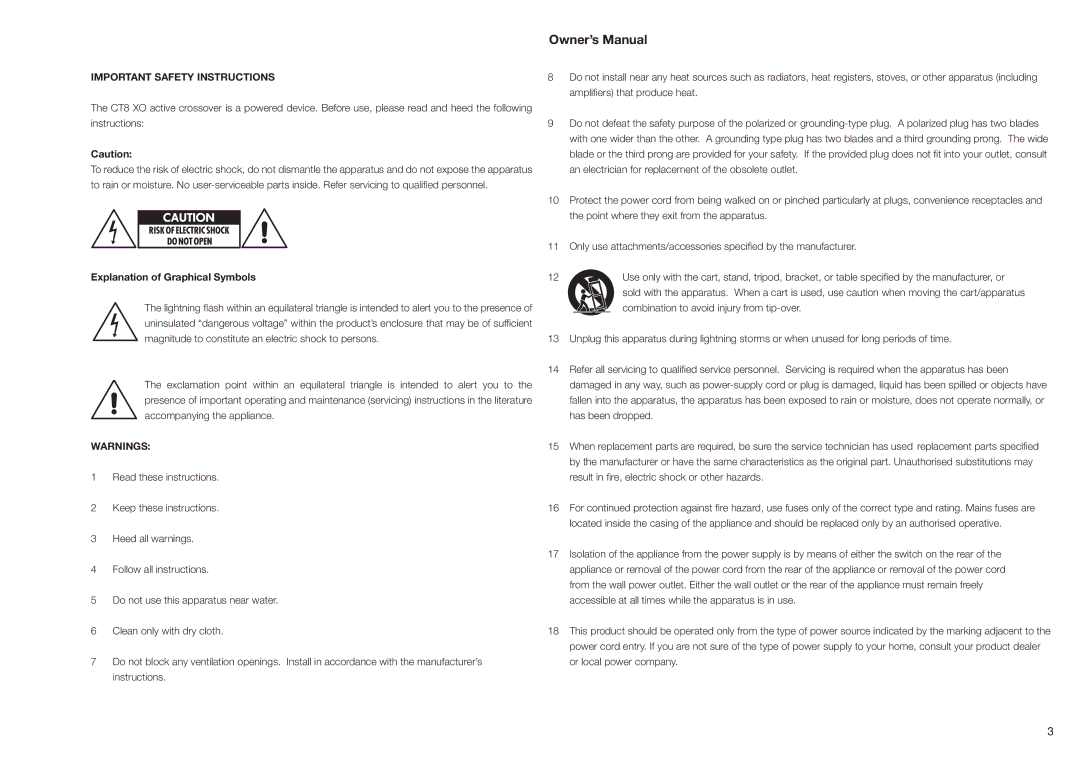 Bowers & Wilkins CT800 installation manual Important Safety Instructions, Explanation of Graphical Symbols 