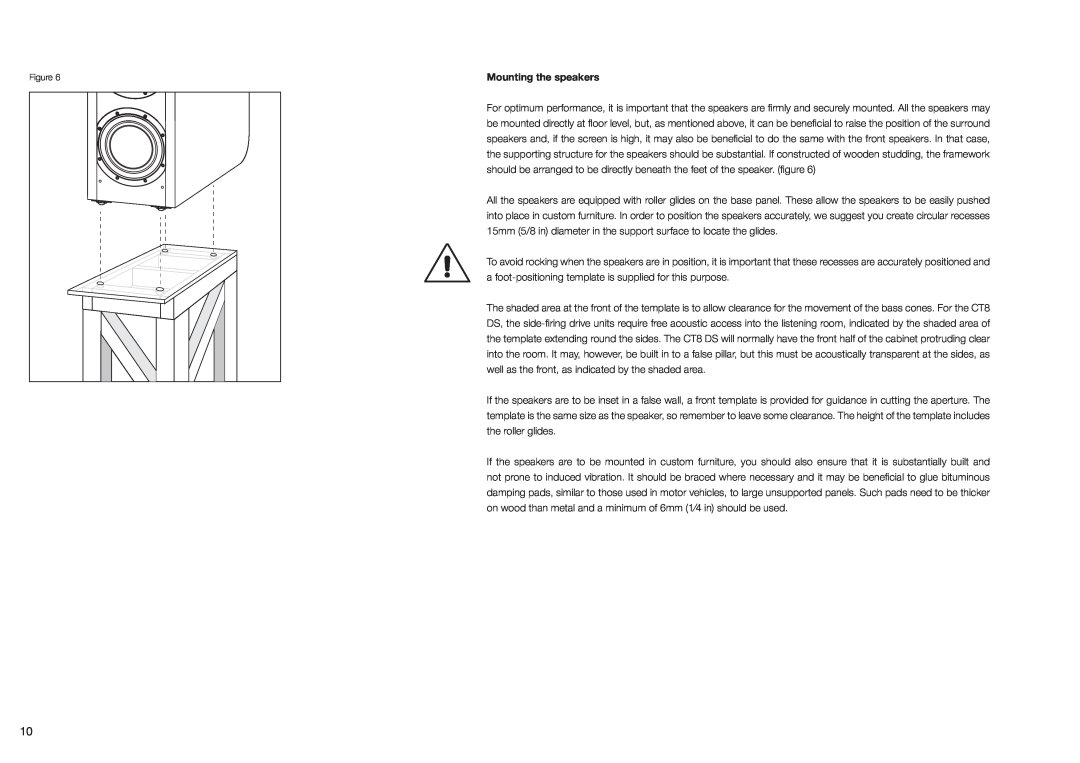 Bowers & Wilkins CT800 installation manual Mounting the speakers 