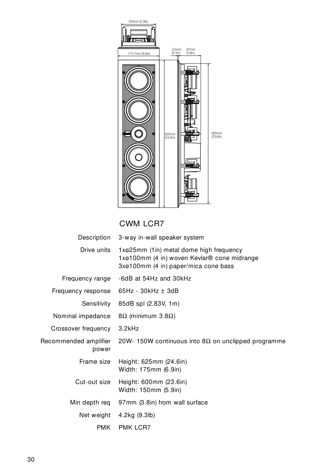 Bowers & Wilkins CWM LCR7 owner manual 