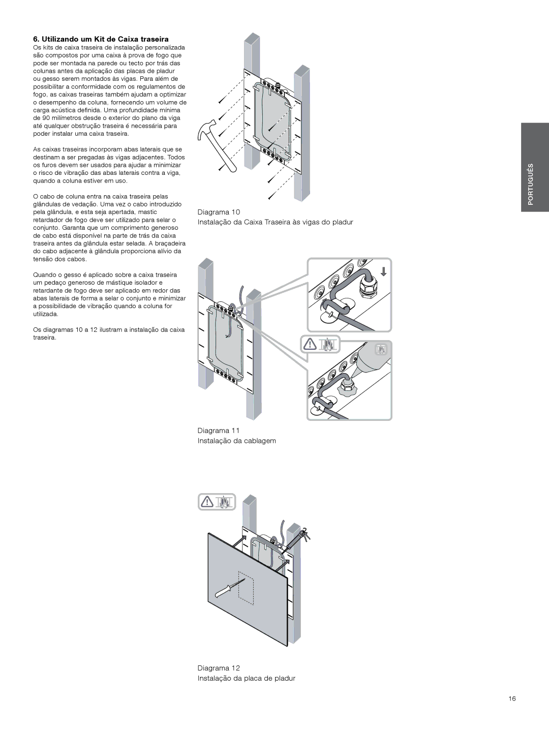 Bowers & Wilkins CWM3 manual Utilizando um Kit de Caixa traseira 