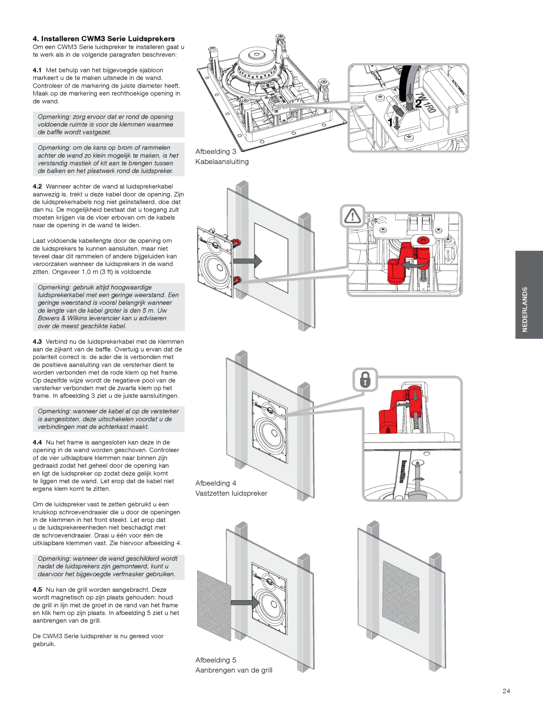 Bowers & Wilkins manual Installeren CWM3 Serie Luidsprekers 