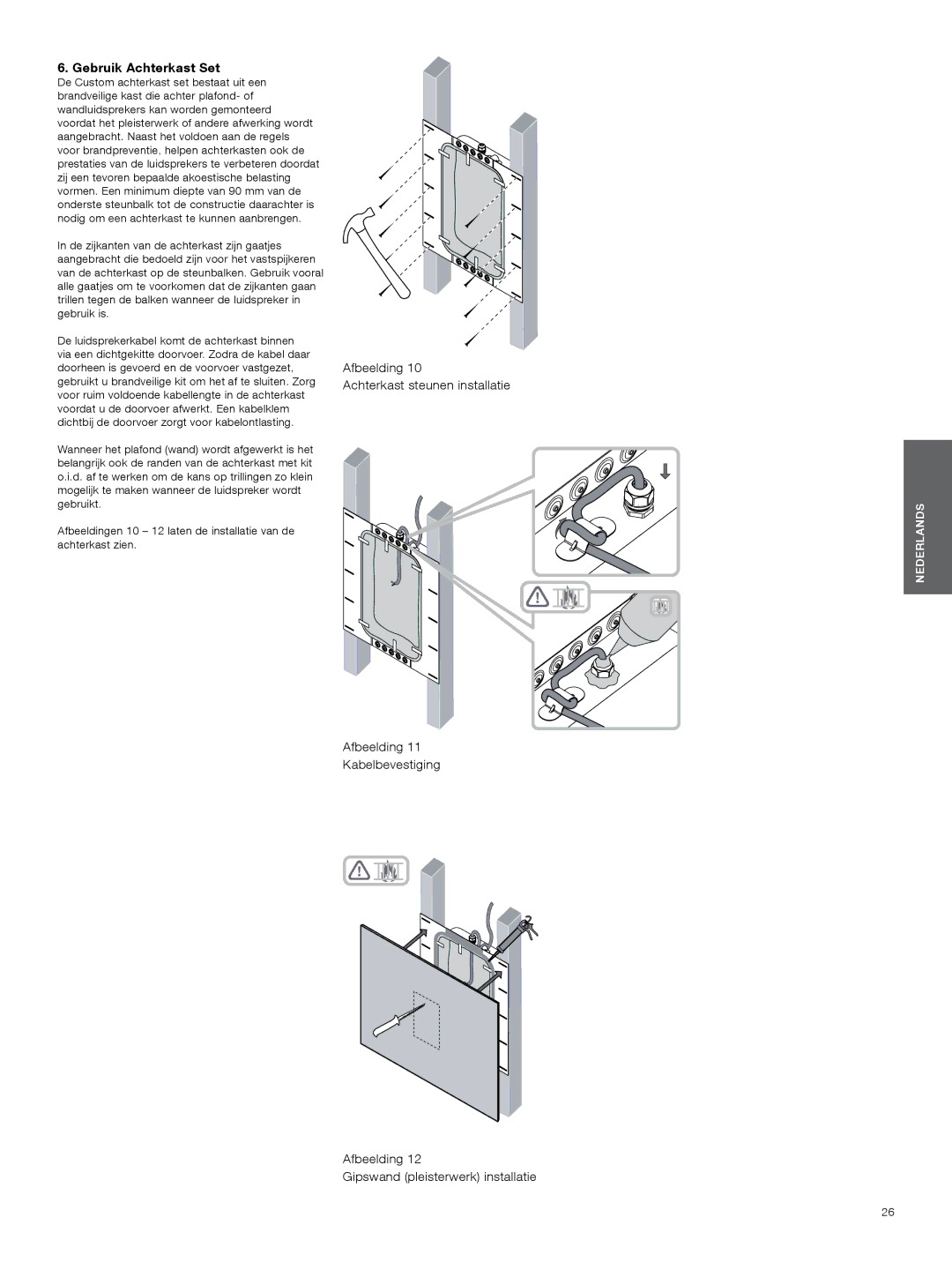 Bowers & Wilkins CWM3 manual Gebruik Achterkast Set 