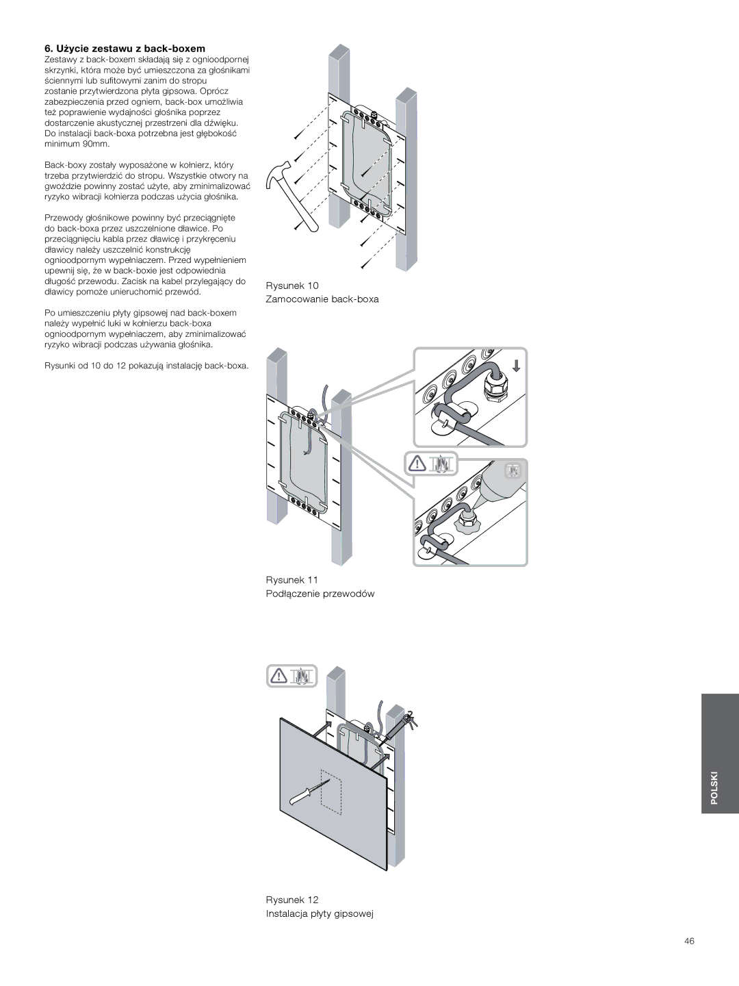 Bowers & Wilkins CWM3 manual Użycie zestawu z back-boxem 