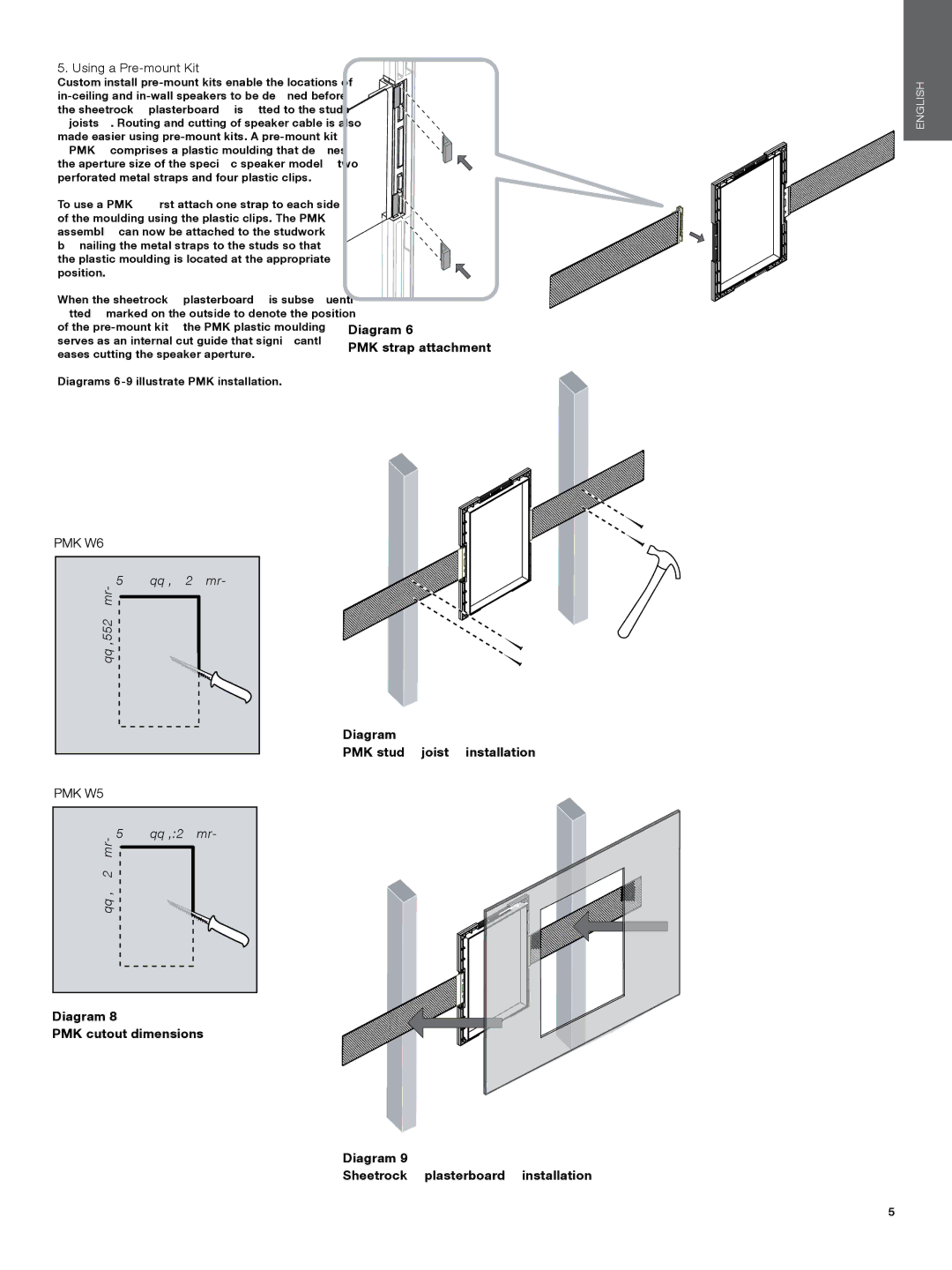 Bowers & Wilkins CWM3 manual Using a Pre-mount Kit 