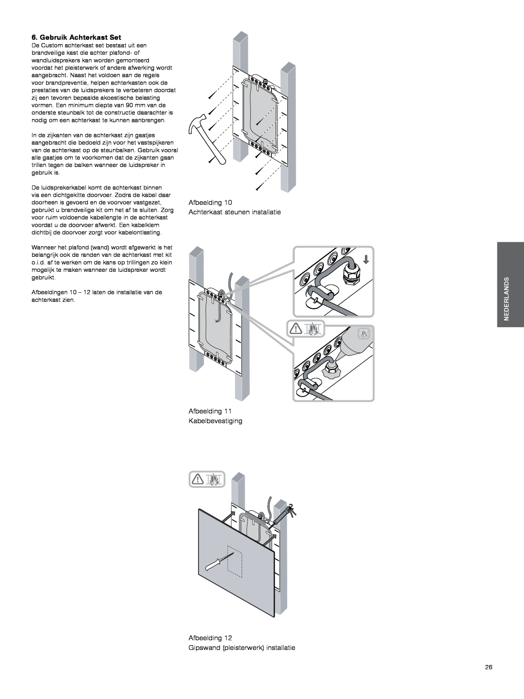Bowers & Wilkins CWM3 Gebruik Achterkast Set, Afbeelding Achterkast steunen installatie, Gipswand pleisterwerk installatie 