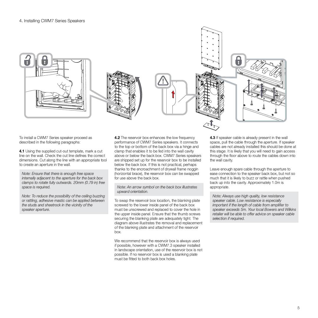 Bowers & Wilkins manual Installing CWM7 Series Speakers 