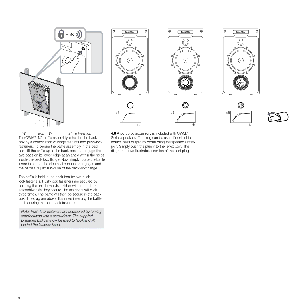 Bowers & Wilkins manual CWM7.4 and CWM7.5 Baffle Insertion 