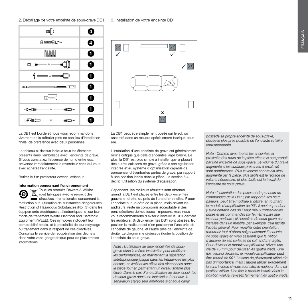 Bowers & Wilkins DB1 manual Français 