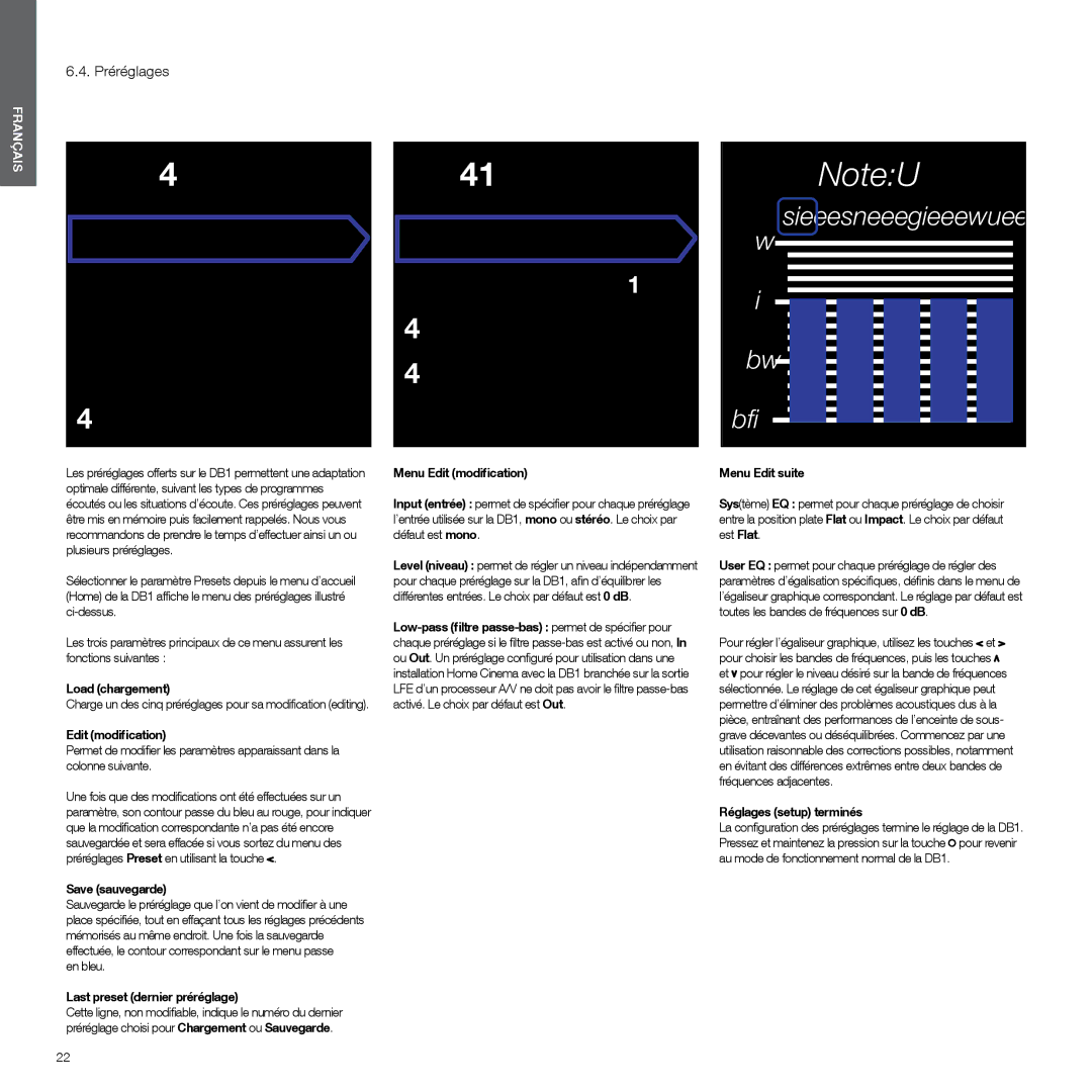 Bowers & Wilkins DB1 manual Préréglages 