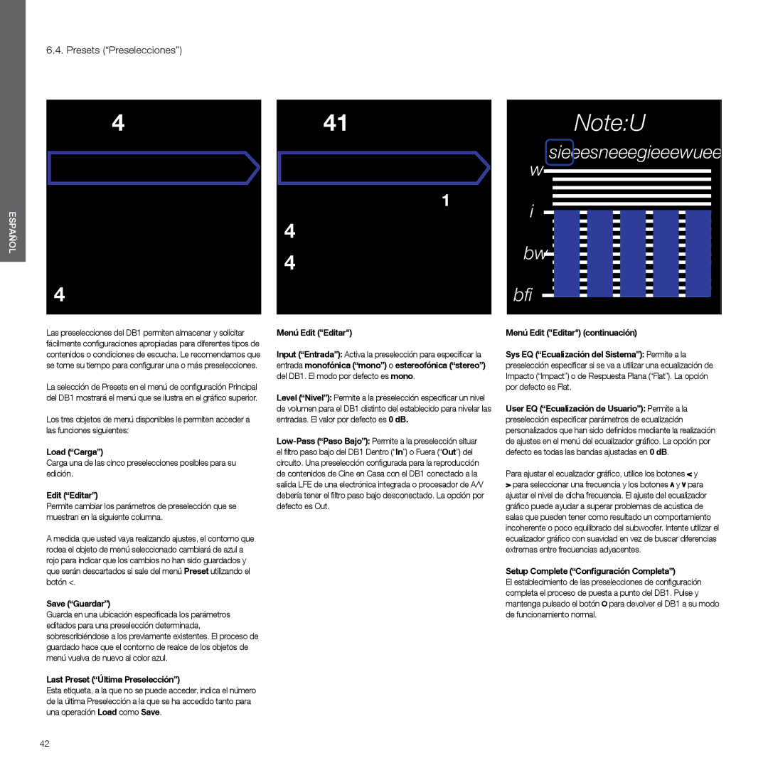 Bowers & Wilkins DB1 manual Presets Preselecciones 