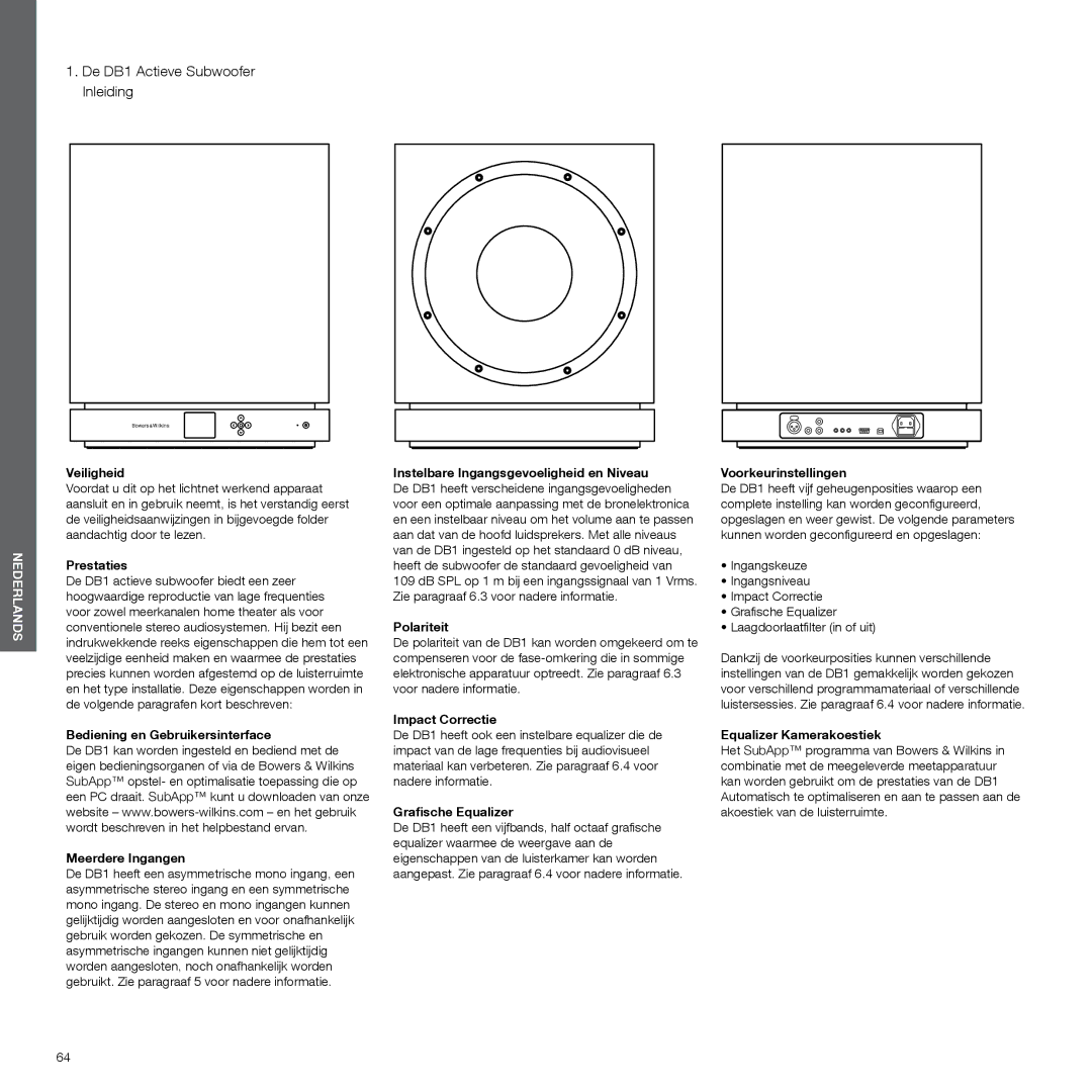 Bowers & Wilkins manual De DB1 Actieve Subwoofer Inleiding 