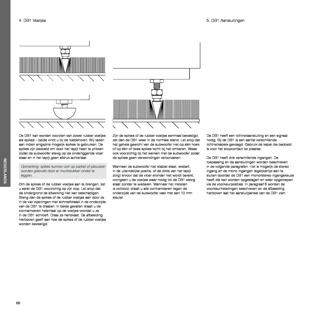 Bowers & Wilkins manual 4. DB1 Voetjes, Nederlands 